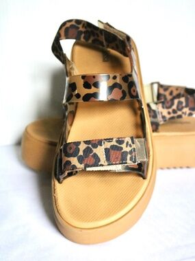 MELISSA Brave Papete Platform Sandals Beige Leopard Print Summer Women's Size 10